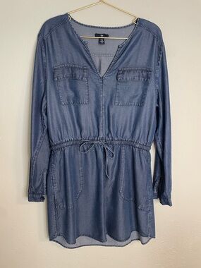 Gap Women's Denim-Blue Drawstring Dress